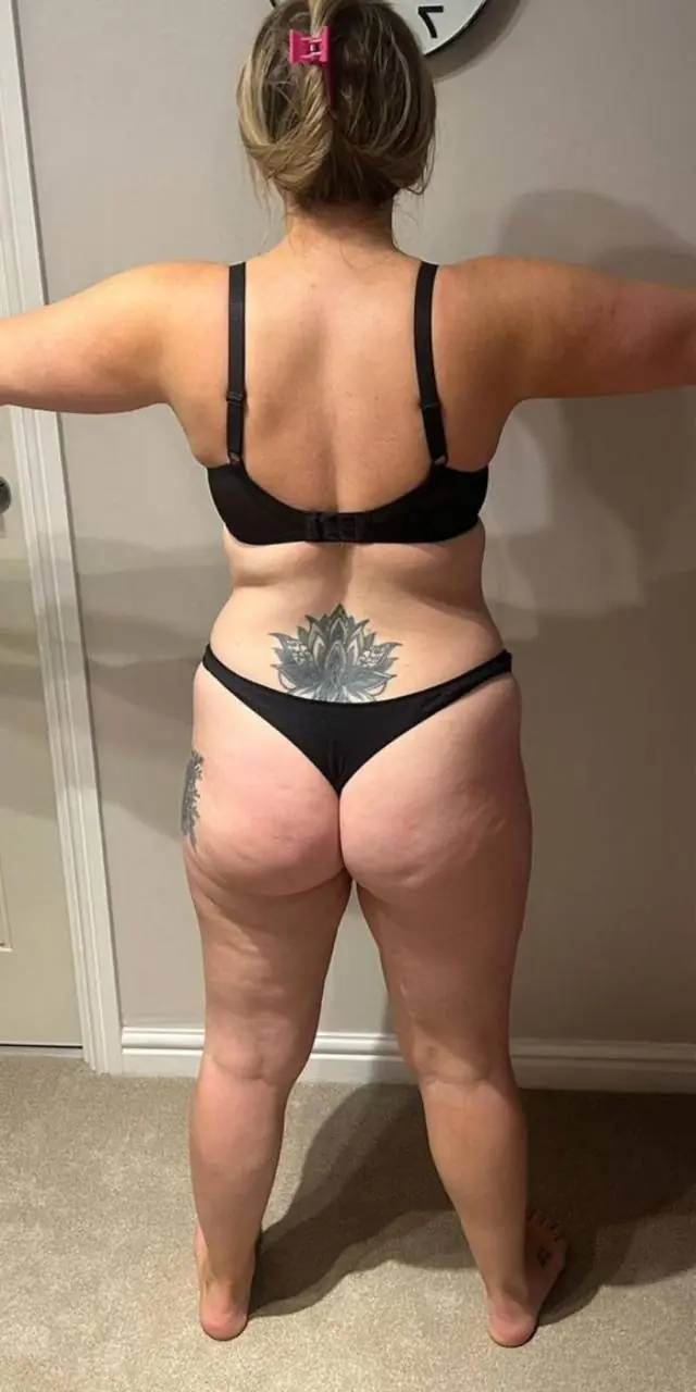 Lorraine before, back view